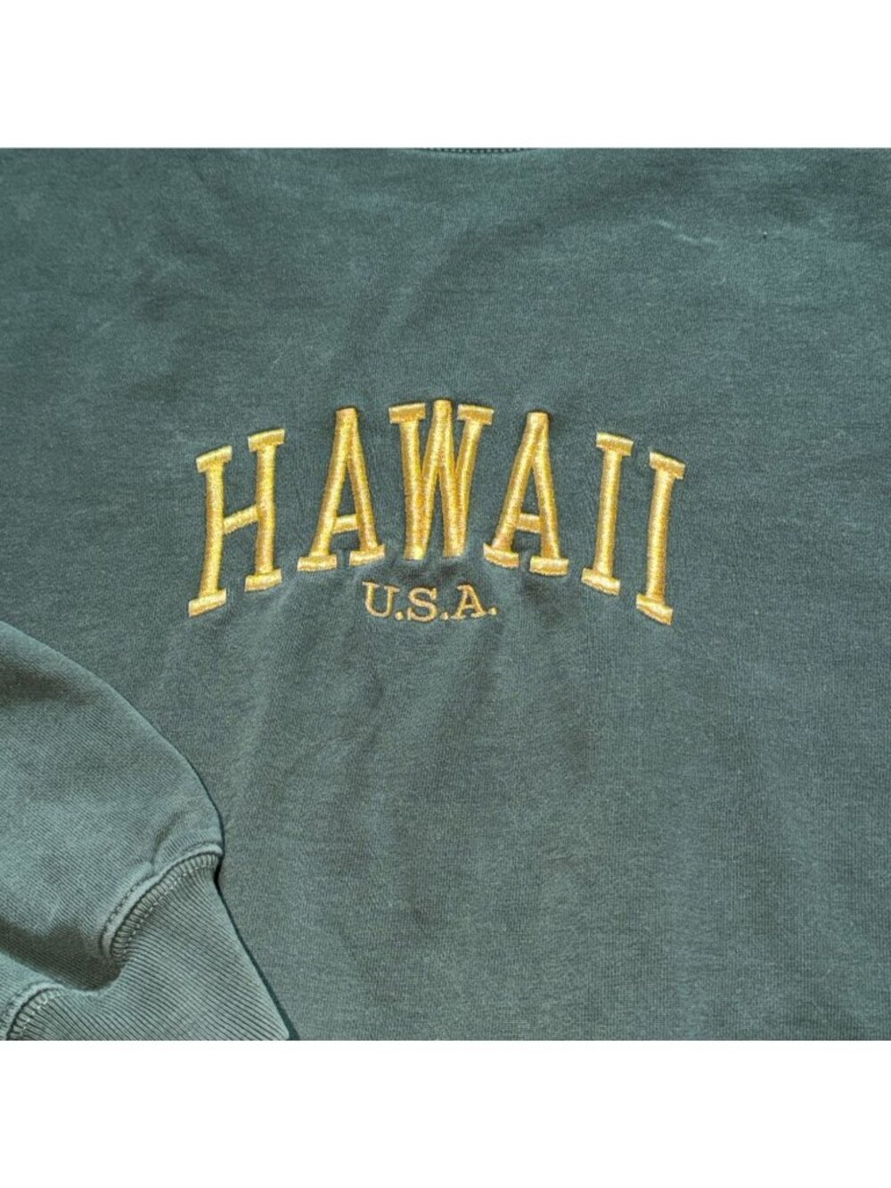 Brandy Melville Erica Sweatshirt Hawaii In Gold Lettering-Green-GUC - Picture 2 of 6